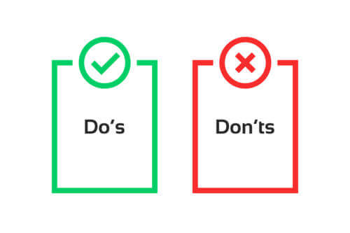 do's and don'ts checklist with tick and cross