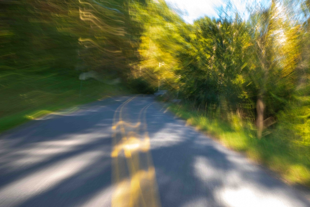 Blurred double vision image of street drunk driving DUI concepts driving buzzed, on medication, impaired vision